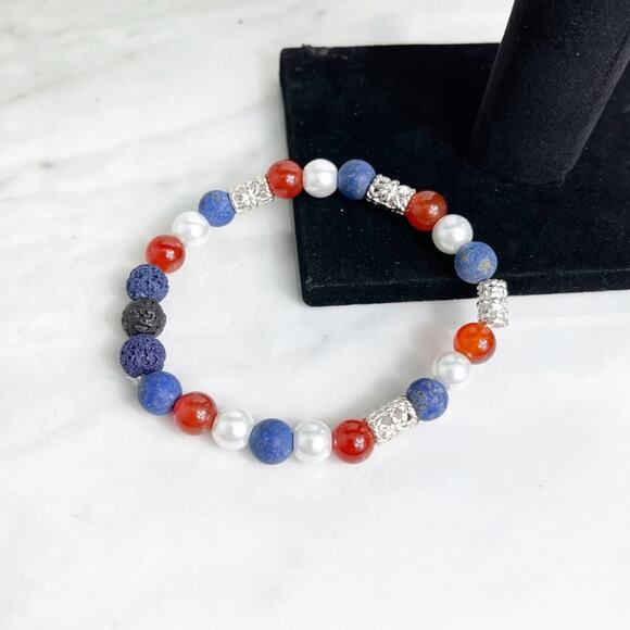 Aromatherapy Lava Stone Handmade Beaded Bracelet - Picture 1 of 5